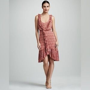 Tory Burch Red Janetta Circle Clip Dot Print Dress Size 14